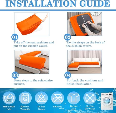 HDCAXKJ 100% Waterproof 4 Piece Couch Cushion Covers for Sectional Sofa L Shape Stretch Sofa Seat Slipcover L-Shaped Chaise Cover Set for Both Left/Right Sectional Couch Pet Dog (Dark Gray, Large) in Kuwait