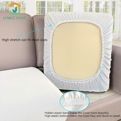 U-NICE HOME 3 قطع غطاء أريكة مخملي ناعم لأريكة وسادة - 2 غطاء مقعد منفصل يبقى في مكانه - غطاء أريكة منزلق لحماية الأثاث للكلاب (مقعد، رمادي داكن) in Kuwait