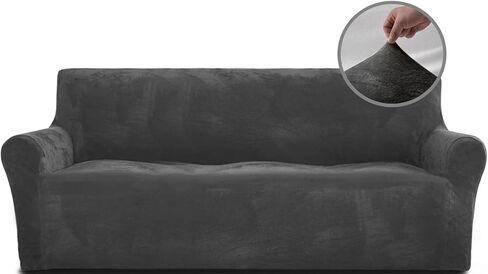 RHF Sofa Slipcover, Couch Covers for 3 Cushion Couch, Sofa Cover for 3 Cushion Couch, Couch Covers for Dogs, Couch Cover for 3 Cushion Couch (Dark Grey-Sofa) in Kuwait