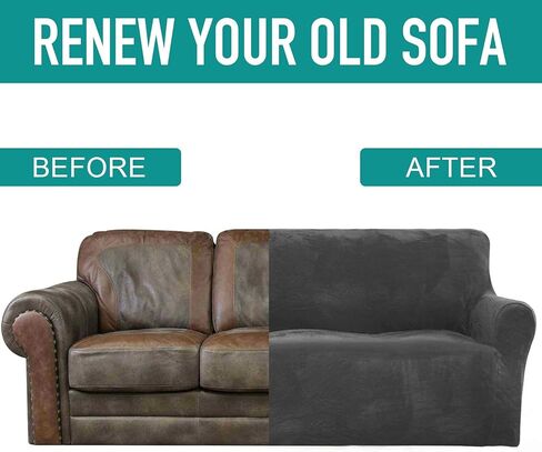 RHF Sofa Slipcover, Couch Covers for 3 Cushion Couch, Sofa Cover for 3 Cushion Couch, Couch Covers for Dogs, Couch Cover for 3 Cushion Couch (Dark Grey-Sofa) in Kuwait