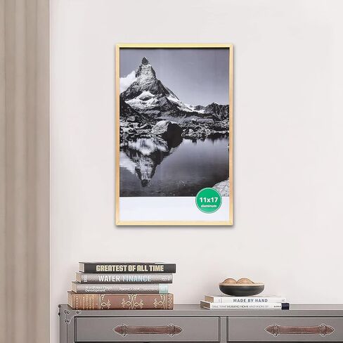 TheDisplayGuys - Contemporary Aluminum Picture Frame - Tempered Glass - 11x17 Tall Poster - Gold - Wall Hanging in Kuwait