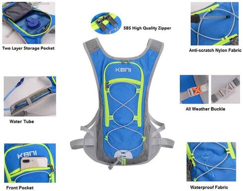 KBNI Hydration Backpack with 2L Water Bladder for Women Men Kids Doing Outdoor Running, Hiking, Camping, Skiing, Cycling in Saudi Arabia