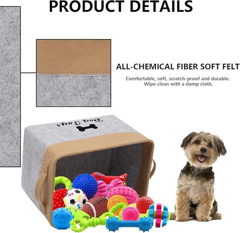 صناديق تخزين ألعاب الكلاب من جيسيت - صندوق تخزين ألعاب وإكسسوارات الحيوانات الأليفة، سلة تخزين منظمة لألعاب الحيوانات الأليفة والبطانيات والمقاود والطعام - رمادي داكن/كاكي in Kuwait