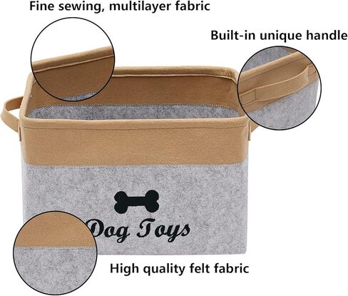 صناديق تخزين ألعاب الكلاب من جيسيت - صندوق تخزين ألعاب وإكسسوارات الحيوانات الأليفة، سلة تخزين منظمة لألعاب الحيوانات الأليفة والبطانيات والمقاود والطعام - رمادي داكن/كاكي in Kuwait