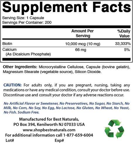 Best Naturals Maximum Potency Biotin 10,000 Mcg for Healthier and Longer Hair Growth Support Formula, 200 Count in Saudi Arabia