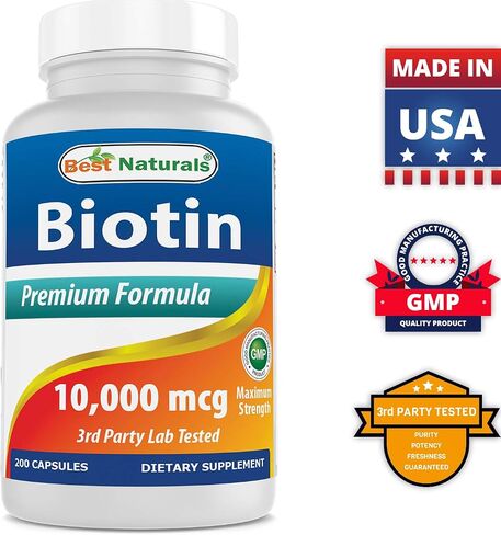 Best Naturals Maximum Potency Biotin 10,000 Mcg for Healthier and Longer Hair Growth Support Formula, 200 Count in Saudi Arabia