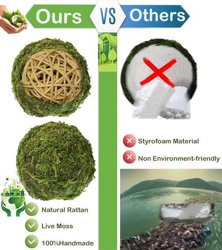 6 Pack Moss Balls and Ratton Balls for Wedding Party Home Garden Decoration in Saudi Arabia