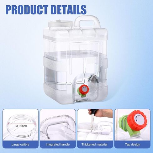 Maxdot 4 عبوات سعة 4 جالون حاوية مياه محمولة مع حنفية سعة 15 لترًا للتخييم حاوية تخزين المياه خزان مياه كبير مع صنبور لتخزين المياه في حالات الطوارئ للتخييم في الهواء الطلق والتنزه سيرًا على الأقدام in Kuwait