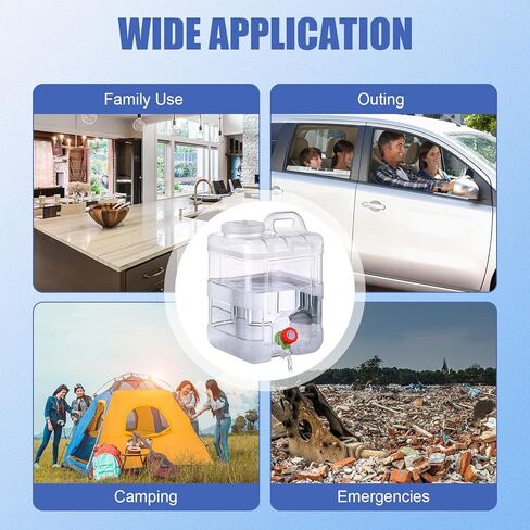 Maxdot 4 عبوات سعة 4 جالون حاوية مياه محمولة مع حنفية سعة 15 لترًا للتخييم حاوية تخزين المياه خزان مياه كبير مع صنبور لتخزين المياه في حالات الطوارئ للتخييم في الهواء الطلق والتنزه سيرًا على الأقدام in Kuwait