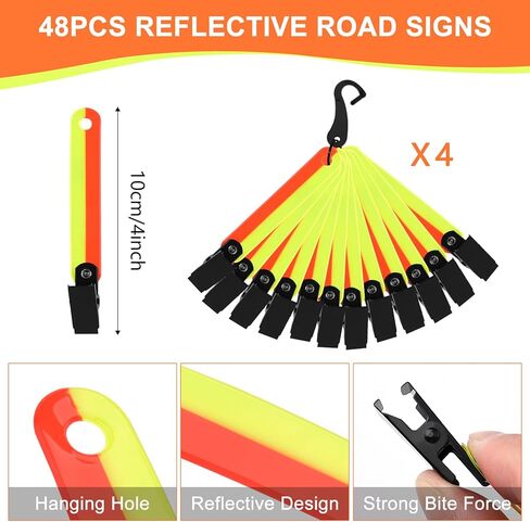 QINLECTRI 48 Packs High Visibility Trail Markers with Clips Reflective Tree Tacks Trail Markers for Tree Stand Hiking Hunting Outdoor Camping(Orange, Yellow) in Kuwait