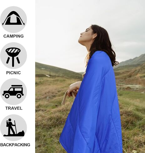 غطاء محرك السيارة التخييم بطانية السفر في الهواء الطلق بطانية الرياح ومقاومة للماء خفيفة الوزن لحاف التخييم الدافئ للتخييم، والمشي لمسافات طويلة، وحقائب الظهر، ونزهات الشاطئ، نزهة - مقاوم للماء -52 "× 75" (أزرق فاتح) in Kuwait