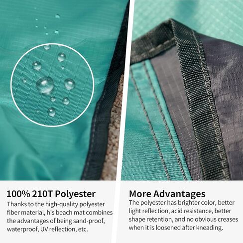 Kiaitre Beach Blanket Waterproof Sandproof, 100% Polyester Large Beach Mat 106''x86'' for Adults 5-8, Sand Free Camping Blanket with 6 Stakes, 1 Carabiner, 1 Compact Storage Bag in Saudi Arabia
