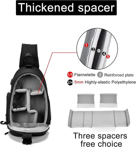 Cwatcun 2-in-1 Sling/Backpack, USB Camera Bag for DSLR/Mirrorless in Saudi Arabia