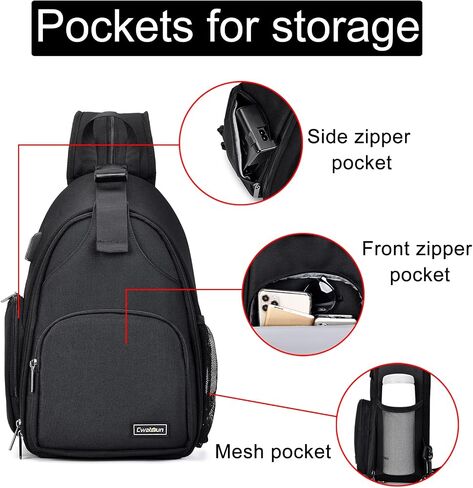 Cwatcun 2-in-1 Sling/Backpack, USB Camera Bag for DSLR/Mirrorless in Saudi Arabia