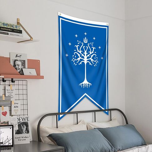 شجرة مور أوف جوندور، نسيج معلق على الحائط، لافتة سوداء، علم معلق على الحائط (30 × 50 بوصة، 150 بوليستر) ديكور غرفة النوم والمنزل والمكتب للرجال in Kuwait