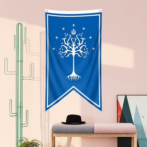 شجرة مور أوف جوندور، نسيج معلق على الحائط، لافتة سوداء، علم معلق على الحائط (30 × 50 بوصة، 150 بوليستر) ديكور غرفة النوم والمنزل والمكتب للرجال in Kuwait