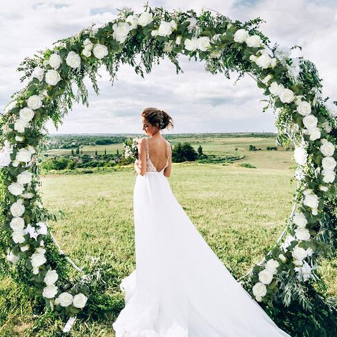 cocoboo 26.2ft 4pcs إكليل الورد الأبيض، فاينز الزهور الاصطناعية، إكليل الورد الأبيض الحريري وهمية، إكليل الزهور المعلقة لحفل زفاف قوس المنزل والحديقة في الهواء الطلق ديكورات الحائط in Kuwait