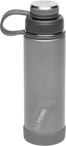 زجاجة مياه من الفولاذ المقاوم للصدأ من EcoVessel مع غطاء مزدوج معزول، زجاجة مياه معزولة مع مصفاة ومصد زجاجة من السيليكون، كوب قهوة - 20 أونصة (ليلة بحرية) in Kuwait