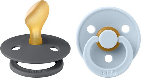 BIBS Pacifiers 6-18 Months | 2-Pack Soothers | BPA-Free Anatomical Nipple | Made in Denmark | Iron/Baby Blue Colour Pacifier in Saudi Arabia