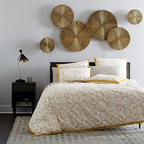 Decorlives Round Sunburst Metal Wall Art | Modern Metal Wall Hanging Décor Sculpture for Living Room Bedroom Home Office (Bright Gold | Set 6-2 Large(24") + 2 Medium(18") + 2 Small(9") Circles) in Saudi Arabia