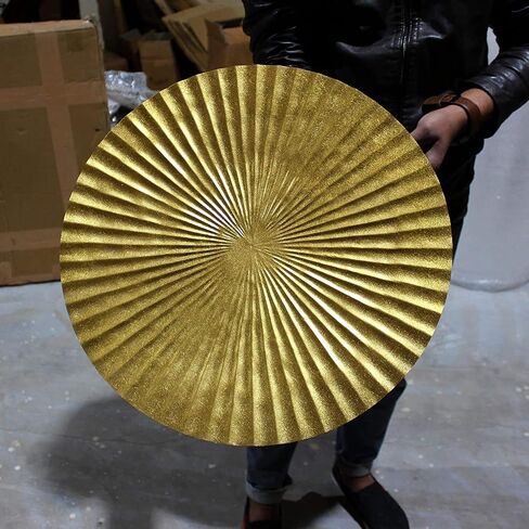 Decorlives Round Sunburst Metal Wall Art | Modern Metal Wall Hanging Décor Sculpture for Living Room Bedroom Home Office (Bright Gold | Set 6-2 Large(24") + 2 Medium(18") + 2 Small(9") Circles) in Saudi Arabia