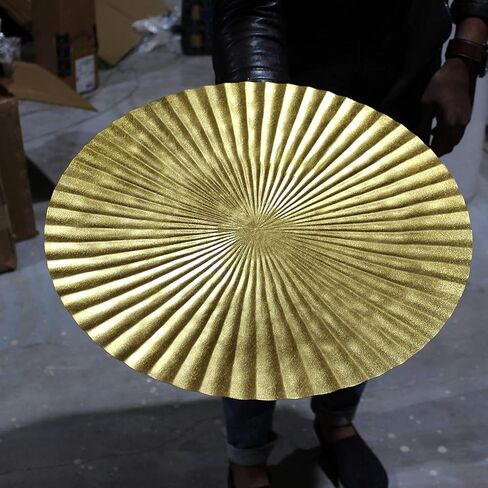 Decorlives Round Sunburst Metal Wall Art | Modern Metal Wall Hanging Décor Sculpture for Living Room Bedroom Home Office (Bright Gold | Set 6-2 Large(24") + 2 Medium(18") + 2 Small(9") Circles) in Saudi Arabia