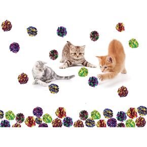 Prairie Horse Supply X Large Premium Mylar Crinkle Balls (7 Pack) (2.5 Inches in Diameter) Interactive Long Lasting Lightweight Shiny Metallic Cat Kitten Toys Assorted Colors