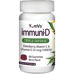 علكة البلسان ImmuniD من YumVs | فيتامينات الدفاع الثلاثي مع نبات البيلسان وفيتامين ج وفيتامين د | دعم كامل لجهاز المناعة للنساء والرجال | نكهة التوت الطبيعية - 60 قطعة in Kuwait