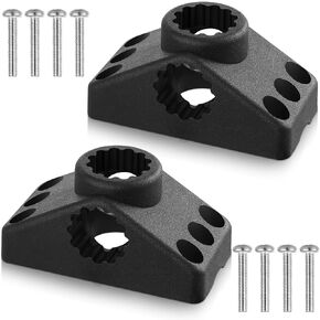 2 Pcs Bracket Side Deck Mounting Fishing Rod Bracket Flag Pole Bracket Kayak Fishing Rod Pole Holder Support Fishing Tool with Hardwares for Boat Wall House, Black in Saudi Arabia