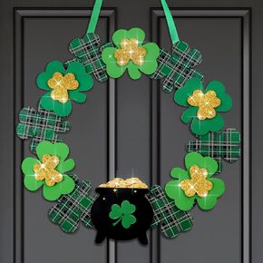 St Patrick's Day Decoration Artificial Wood Wreath Decor Decorations for Home Spring St Patrick's Day Wreaths Hanging Garland for Outdoor Garden Front Door Wall Farmhouse (Fresh Style) in Kuwait