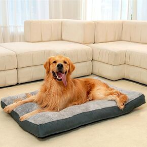 سرير للكلاب الكبيرة - مرتبة قطيفة لتقويم العظام - مفرش سرير للحيوانات الأليفة مع غطاء قابل للغسل في الغسالة وقابل للإزالة - بطانة مقاومة للماء وزر مضاد للانزلاق in Kuwait