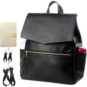 حقيبة ظهر للحفاضات من الجلد من KZNI، حقيبة ظهر للحفاضات للأطفال للأم للجنسين حقيبة حفاضات للأمهات مع شماعة لعربة الأطفال in Kuwait