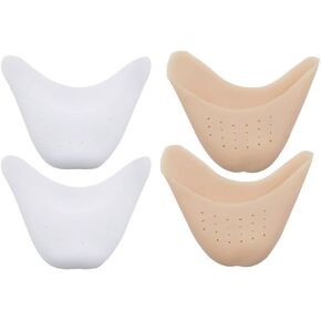 ONEWANGDAFA 2 Pairs Toe Cap Tip Protector Ballet Pointe Pads Silicone Gel Toe Protectors with Breathable Hole for Shoes Covers Toe Caps Metatarsal Pads Cushion White/Yellow, White/Yellow, 3 in Kuwait