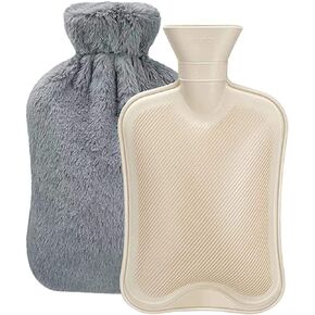 Hot Water Bottle with Soft Cover - 2 Liter Large - Removable Hot Water Bag for Pain Relief, Neck and Shoulders, Feet Warmer, Menstrual Cramps, Hot and Cold Therapy - Great Gift for Women (Gray)