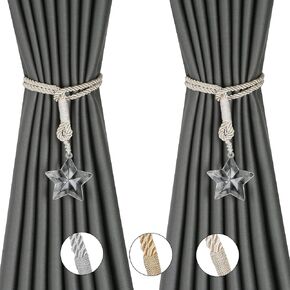 BEL AVENIR 4 Pack Crystal Curtain Tiebacks Luxury Handmade Knots Curtain Ties Elegant Drape Holdbacks Rope for Home Office Drapes Sheer DIY Decoration（Gold）