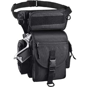 حقيبة LarKoo التكتيكية ذات الساق المتدلية مع حافظة مسدس - لوحة الساق وحقيبة خصر الفخذ وحقيبة الخصر متعددة الأغراض لحمل مسدس مخفي وحقيبة ذخيرة لمسدس الرماية الرياضية in Kuwait