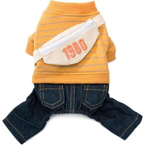 Dog Denim Clothes Pet Adorable Sweatshirt & Jeans Outfits for Medium Small Dogs Puppy Jumpsuit Cat Pants in Saudi Arabia