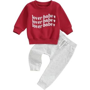 Thorn Tree Valentien's Day Toddler Boys Girls Clothes Letter Printed Sweatshirt Long Pants Spring Winter Unisex Baby Outfits