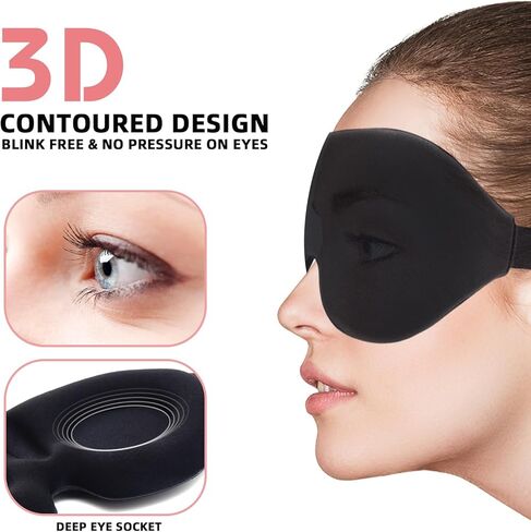 2 Pack Sleep Masks for Women Men,3D Contoured Effective Light Blocking Sleeping Eye Masks for Eyelash Extensions Night Soft Blindfold with Adjustable Strap in Kuwait