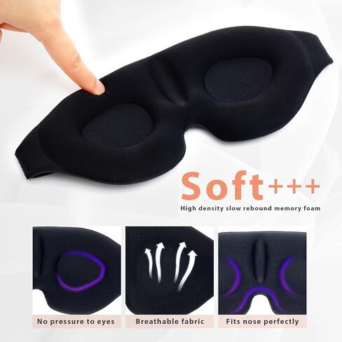2 Pack Sleep Masks for Women Men,3D Contoured Effective Light Blocking Sleeping Eye Masks for Eyelash Extensions Night Soft Blindfold with Adjustable Strap in Kuwait