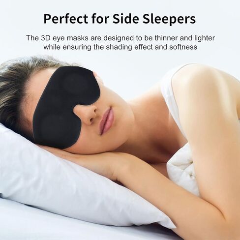 2 Pack Sleep Masks for Women Men,3D Contoured Effective Light Blocking Sleeping Eye Masks for Eyelash Extensions Night Soft Blindfold with Adjustable Strap in Kuwait