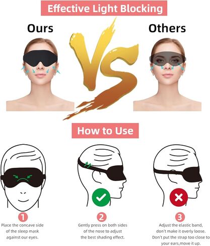 2 Pack Sleep Masks for Women Men,3D Contoured Effective Light Blocking Sleeping Eye Masks for Eyelash Extensions Night Soft Blindfold with Adjustable Strap in Kuwait