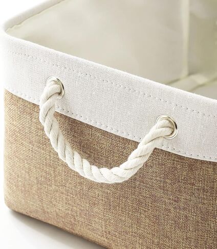 Sacyic Fabric Storage Baskets Rectangular Baskets Baskets for Organizing Fabric Basket for Shelves Decorative Baskets for Toys Empty Gift Baskets Cloth Baskets for Storage (White&Khaki) in Saudi Arabia