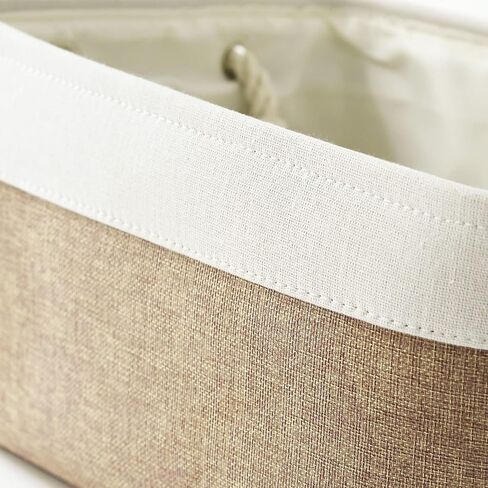 Sacyic Fabric Storage Baskets Rectangular Baskets Baskets for Organizing Fabric Basket for Shelves Decorative Baskets for Toys Empty Gift Baskets Cloth Baskets for Storage (White&Khaki) in Saudi Arabia