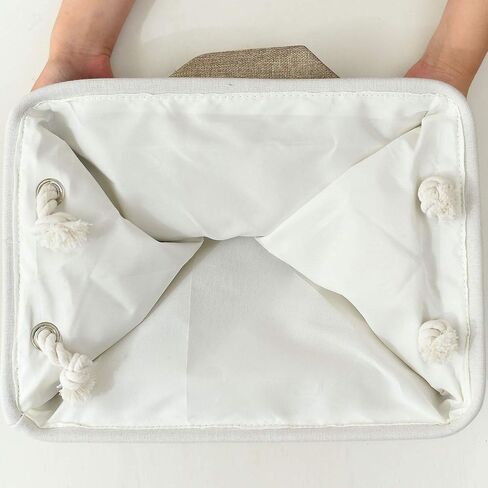 Sacyic Fabric Storage Baskets Rectangular Baskets Baskets for Organizing Fabric Basket for Shelves Decorative Baskets for Toys Empty Gift Baskets Cloth Baskets for Storage (White&Khaki) in Saudi Arabia