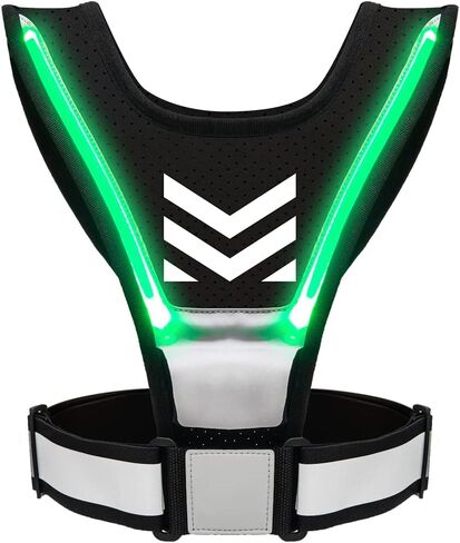 اولكر سترة ركض مع حامل جوال، سترة ركض عاكسة قابلة لاعادة الشحن بمنفذ USB مع اضواء امان خلفية وحزام خصر قابل للتعديل ومقاومة للماء مع حامل جوال على الصدر للرجال والنساء in Kuwait