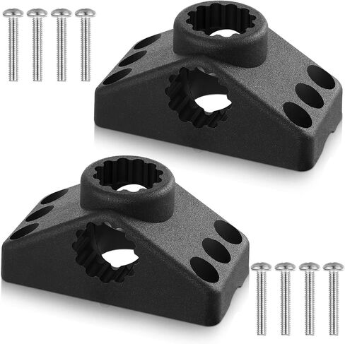 2 Pcs Bracket Side Deck Mounting Fishing Rod Bracket Flag Pole Bracket Kayak Fishing Rod Pole Holder Support Fishing Tool with Hardwares for Boat Wall House, Black in Saudi Arabia
