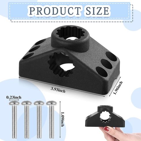 2 Pcs Bracket Side Deck Mounting Fishing Rod Bracket Flag Pole Bracket Kayak Fishing Rod Pole Holder Support Fishing Tool with Hardwares for Boat Wall House, Black in Saudi Arabia
