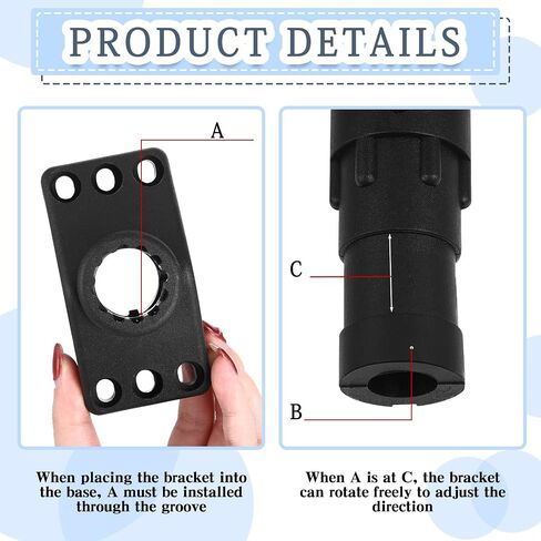2 Pcs Bracket Side Deck Mounting Fishing Rod Bracket Flag Pole Bracket Kayak Fishing Rod Pole Holder Support Fishing Tool with Hardwares for Boat Wall House, Black in Saudi Arabia
