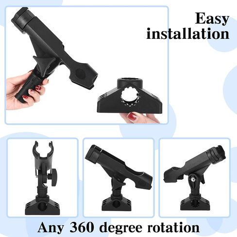 2 Pcs Bracket Side Deck Mounting Fishing Rod Bracket Flag Pole Bracket Kayak Fishing Rod Pole Holder Support Fishing Tool with Hardwares for Boat Wall House, Black in Saudi Arabia